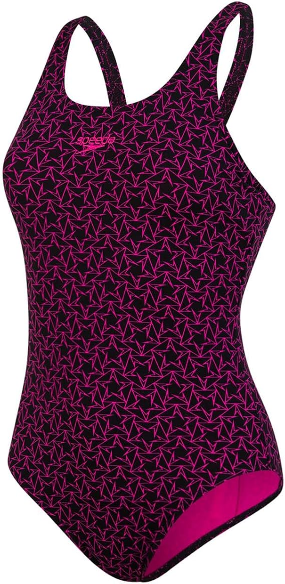 Speedo Boomstar Allover Muscleback – Maillot natation femme Noir Rose 34
