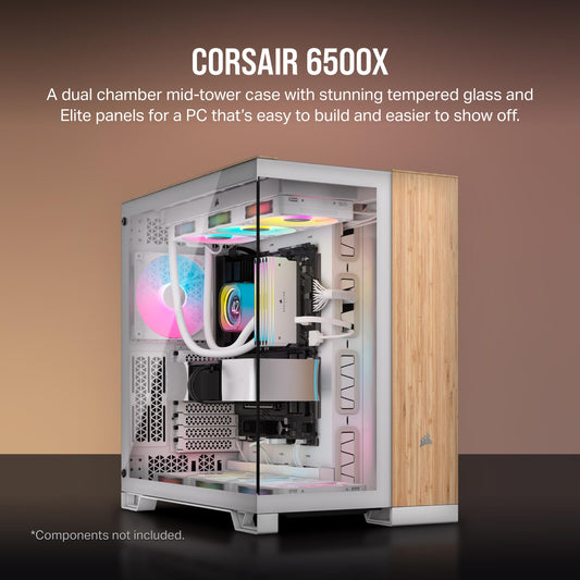 Corsair 6500X Boîtier PC Verre Trempé Blanc Bambou Double Chambre