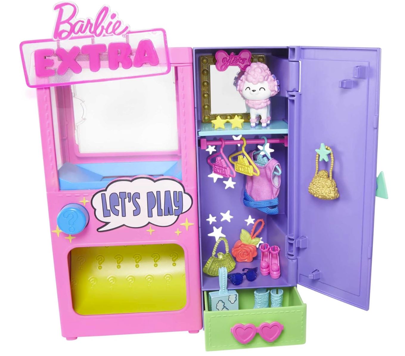 Barbie Extra Dressing â Coffret avec 20 Accessoires, Caniche, Armoire & Bouton Surprise â Jouet pour Enfant â HFG75