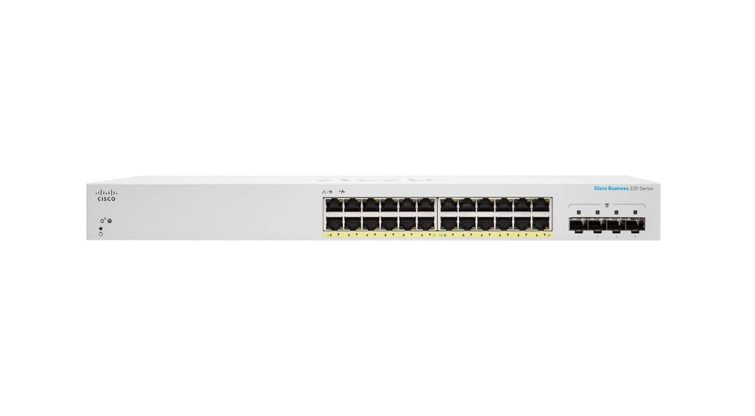 Cisco Business CBS220-24FP-4X – Commutateur intelligent 24 ports Gigabit PoE+ avec 4 ports SFP+ 10G – Garantie 3 ans