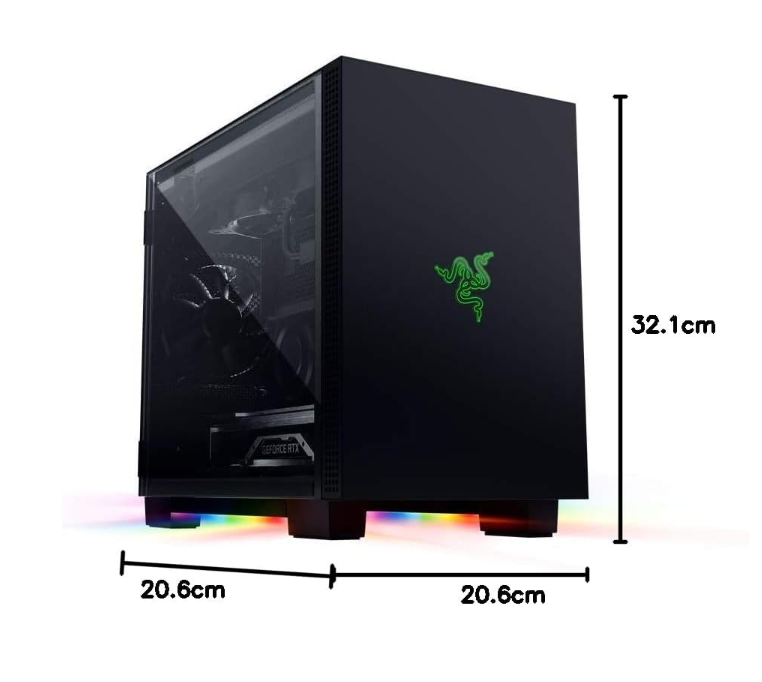 Razer Tomahawk Mini-ITX – Boîtier PC compact avec éclairage Razer Chroma RGB et panneaux latéraux battants