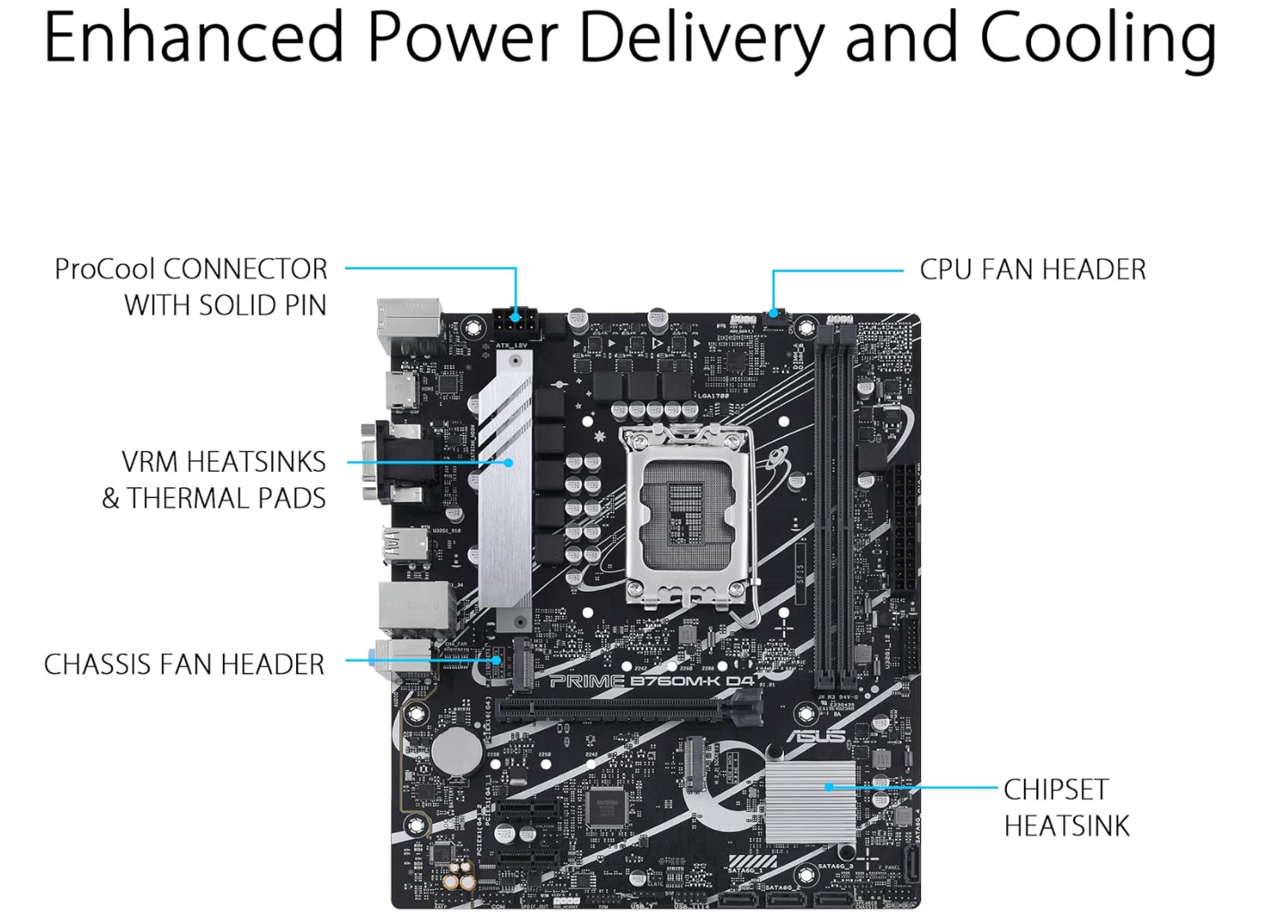 ASUS PRIME B760M-K D4 – Carte mère Intel B760 LGA 1700 Micro-ATX – Neuf