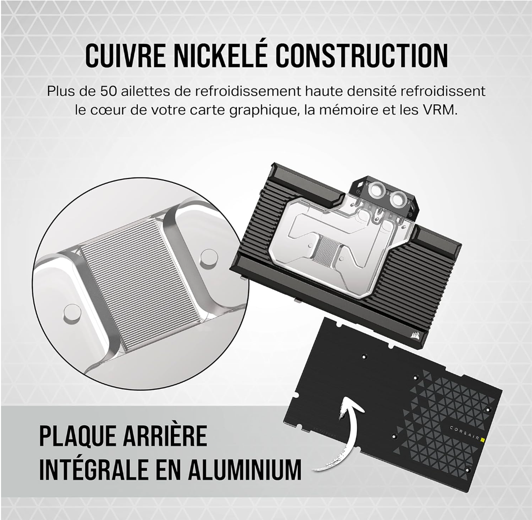 Corsair Hydro X Series XG7 RGB 4080 FE – Bloc d’eau GPU cuivre nickelé