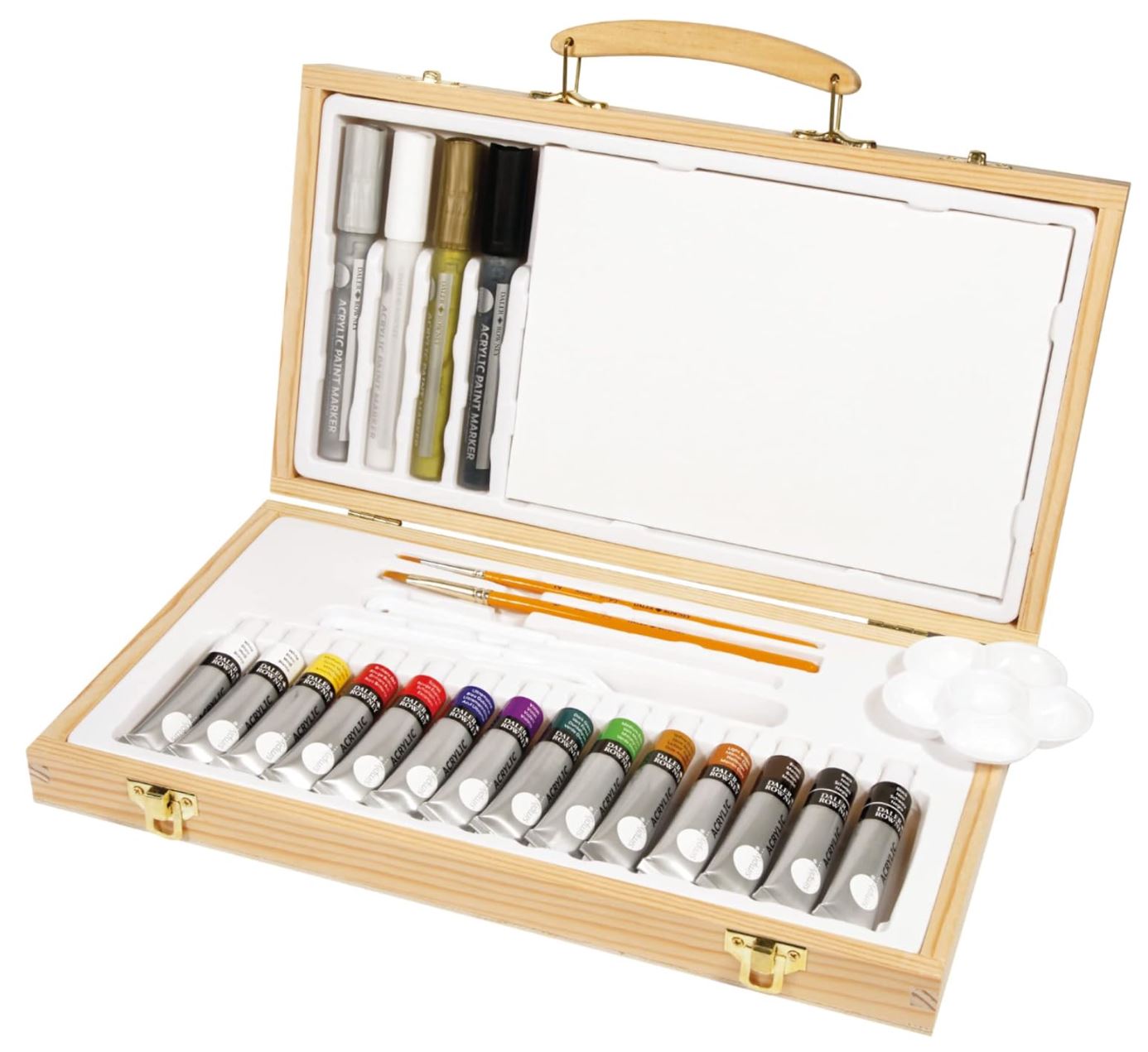 Daler Rowney Simply – Mallette de Peinture Acrylique 26 Pièces – Set Complet Débutant & Artiste – Couleurs Assorties