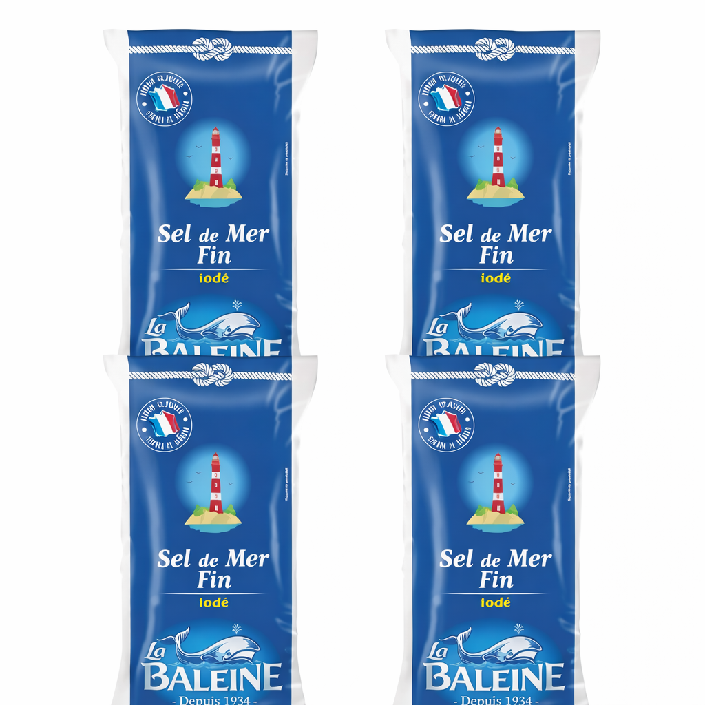 Sel Fin Iodé LA BALEINE 500g – Lot 4 Sachets