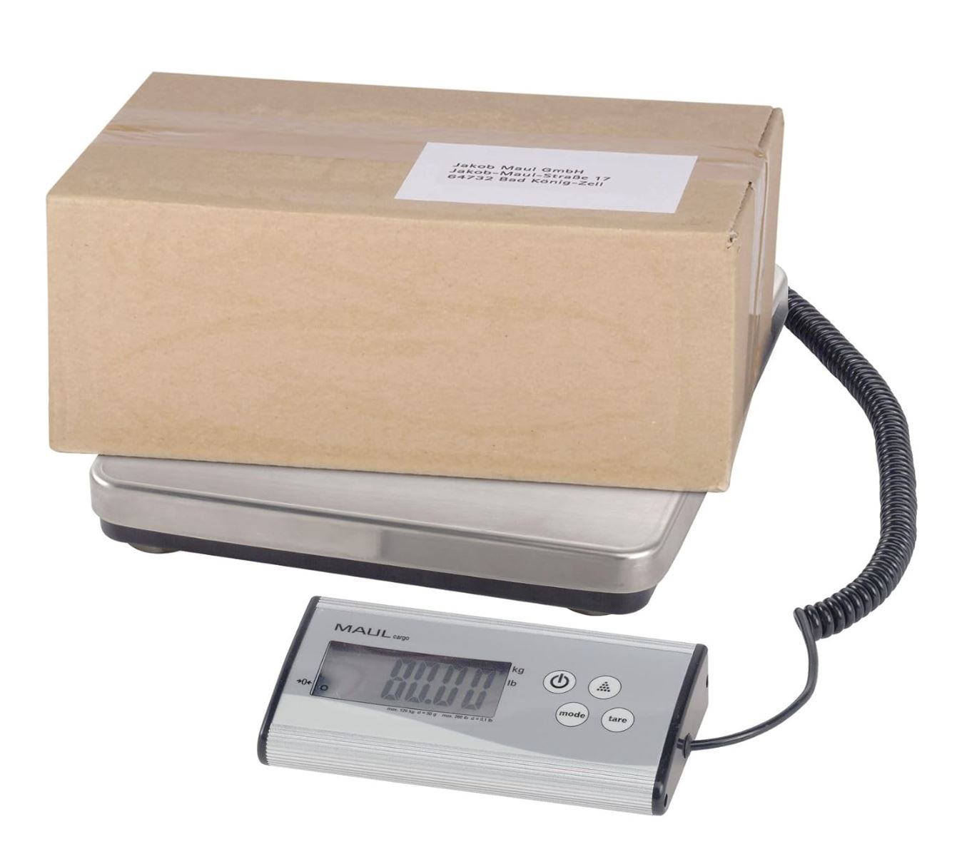 MAUL MAULcargo – Balance Colis 120 kg – Grande Surface 27x27 cm – Secteur ou Piles – Précision Pro pour Expéditions