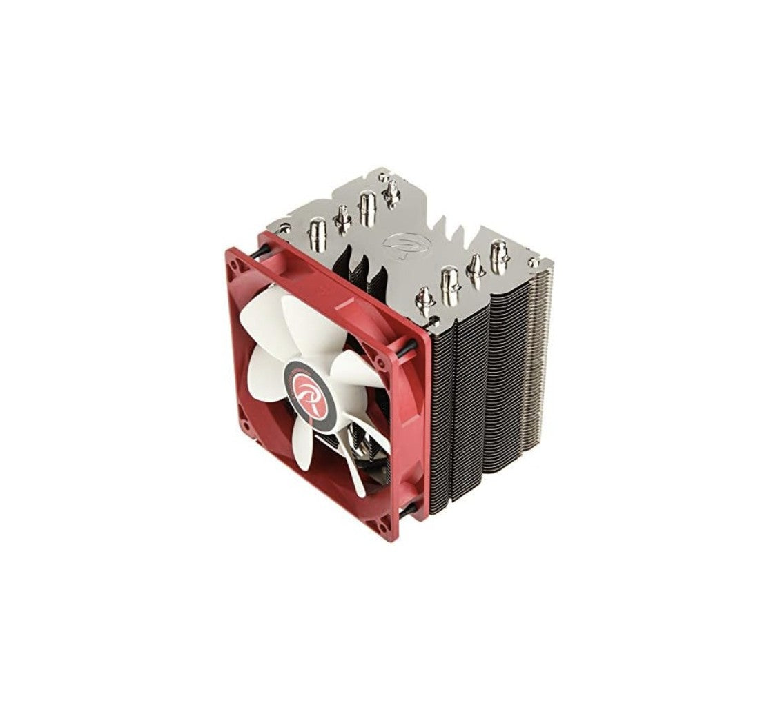 Raijintek Themis Evo – Refroidisseur CPU 120 mm • 4 caloducs Ø 8 mm • Compatible Intel & AMD • Rouge/Blanc