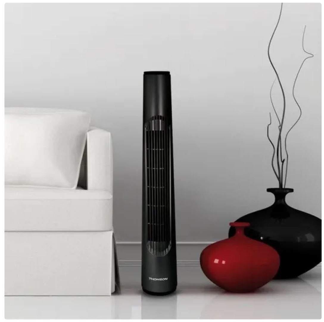 Thomson THVEL485TN – Ventilateur Tour Totem 40 W – Silencieux, Oscillant, 3 Vitesses – Design Noir Élégant