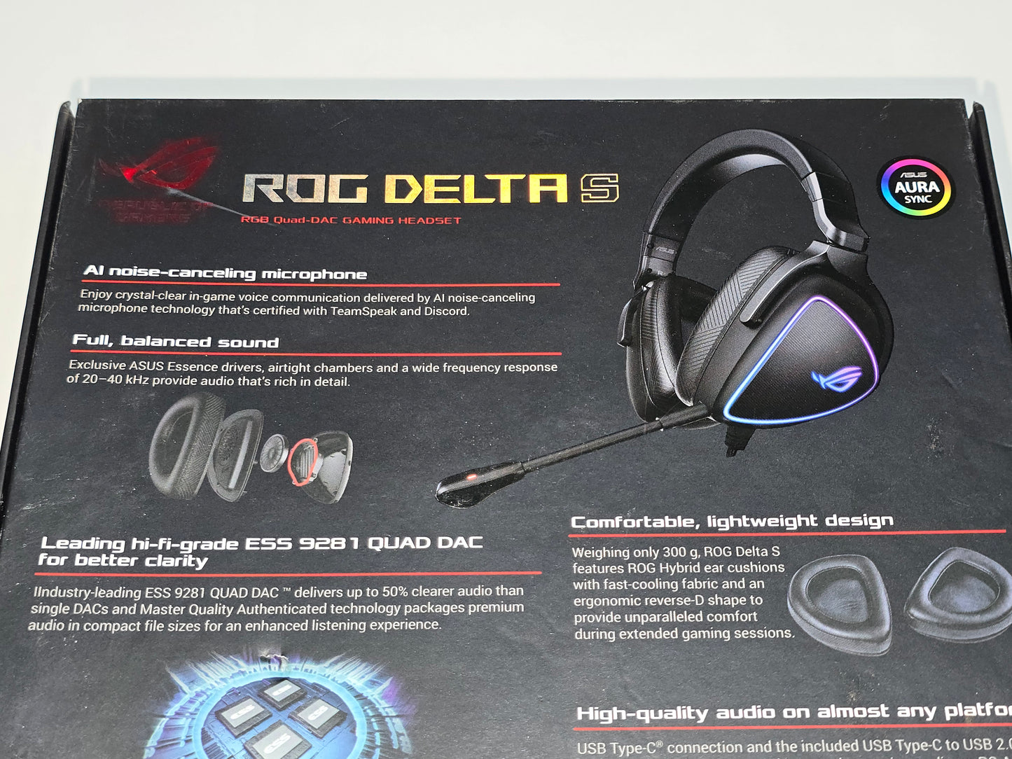 ASUS ROG Delta Core – Casque gaming filaire multiplateforme (Jack 3,5 mm) – Produit comme neuf, emballage ouvert