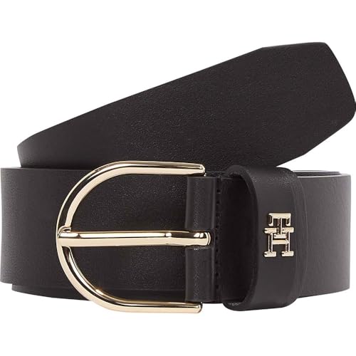 Tommy Hilfiger – Ceinture Femme Essential Effortless 3,5 cm en cuir noir avec boucle ardillon – Taille 80 cm