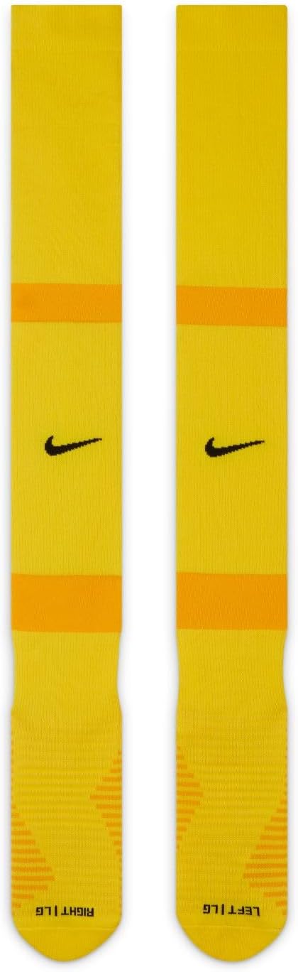 Nike MatchFit – Chaussettes de Football Haute Performance – Jaune/Or/Noir – Taille L – Mixte – Confort & Maintien Optimal