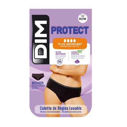 Shorty Menstruel Dim Flux Abondant Coton Bio Noir Taille L