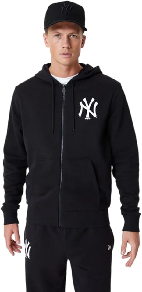 New Era MLB Essentials – Sweatshirt zippé New York Yankees – Homme – Taille M – Logo Officiel – Noir