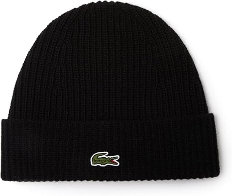 Lacoste – Bonnet mixte en tricot Noir – Taille unique – Élégance et confort premium