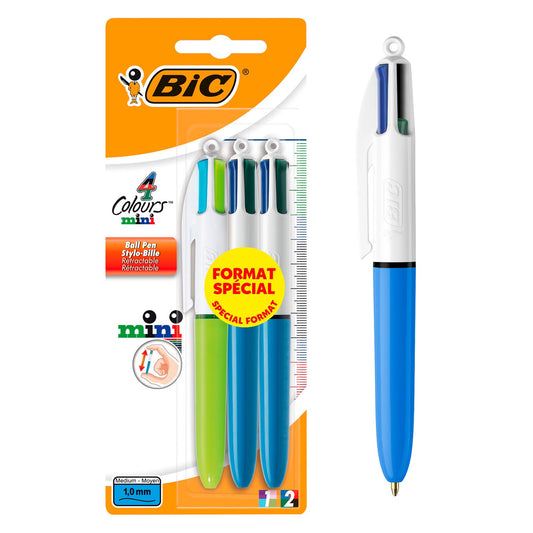 BIC 4 Couleurs Mini – 3 stylos rétractables 1 mm