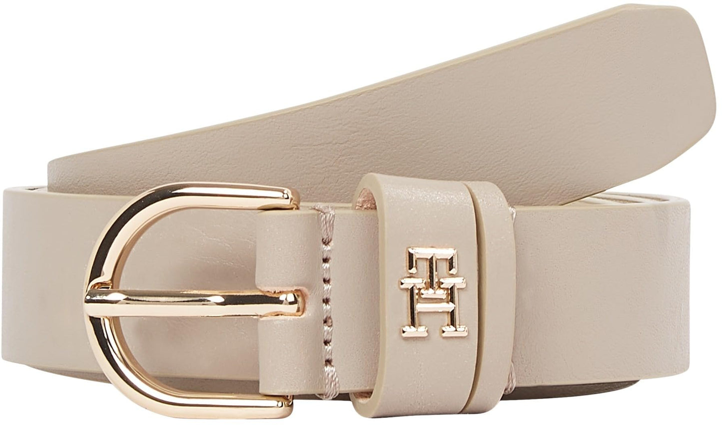 Tommy Hilfiger – Ceinture Femme Essential Effortless 2,5 cm en cuir beige (Sandalwood) – Taille 90 cm