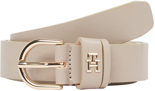 Tommy Hilfiger – Ceinture Femme Essential Effortless 2,5 cm en cuir beige (Sandalwood) – Taille 90 cm