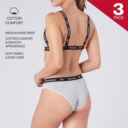Reebok Pack 3 Culottes Femme – Noir Blanc Gris Taille M