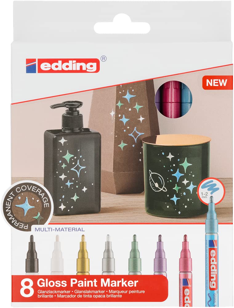 edding 751 Marqueurs Peinture Métallisés – 8 stylos 1-2 mm