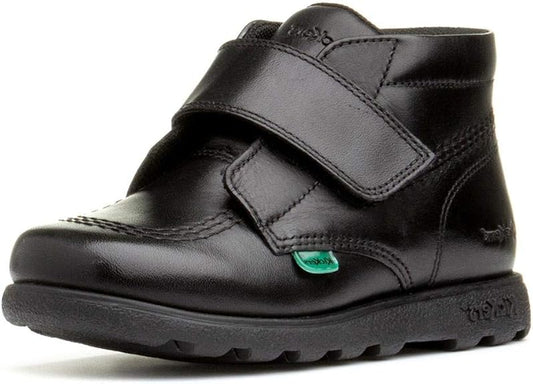 Kickers Fragma Strap Leather Boots – Bottes mixte enfants, cuir noir, pointure 22 EU