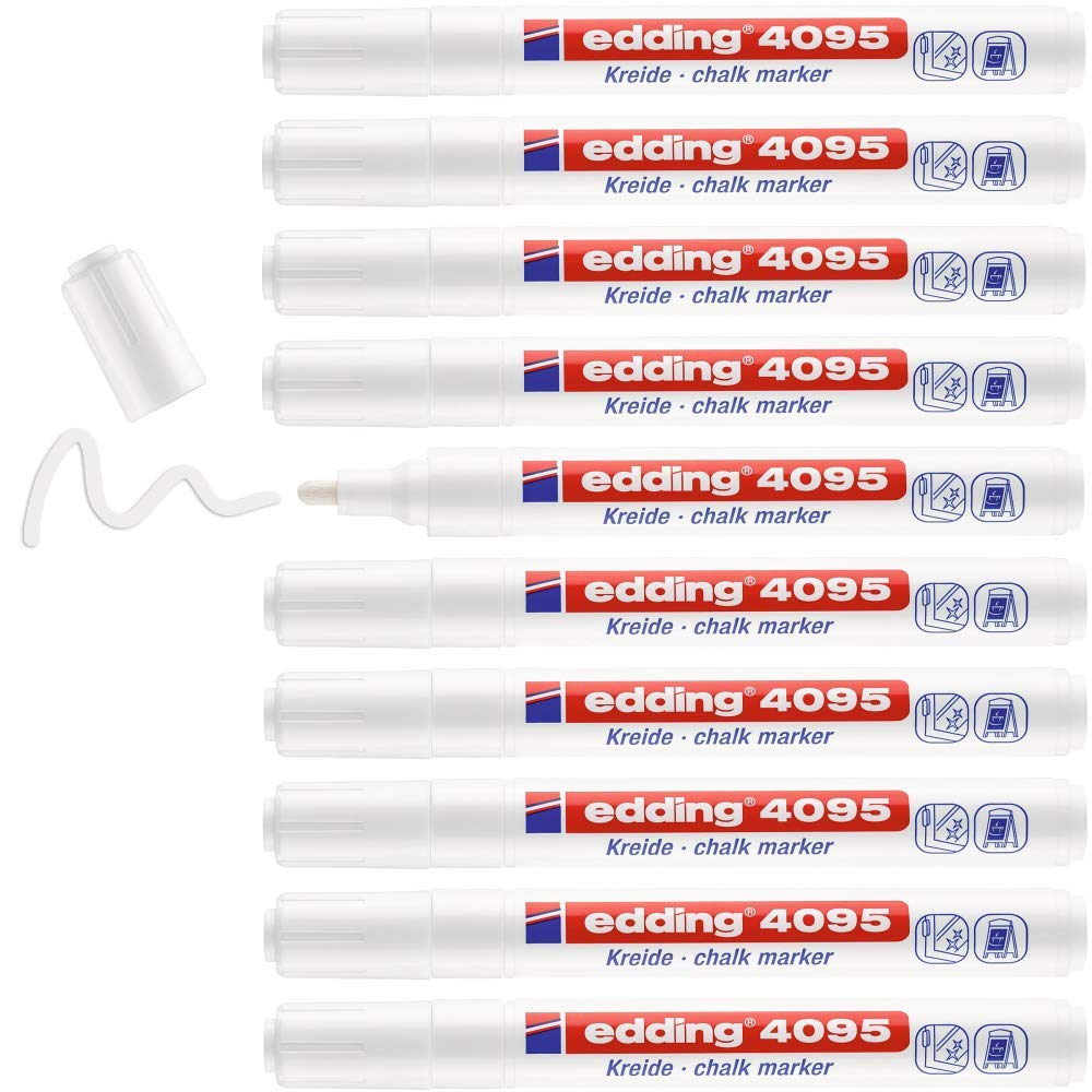 edding 4095 Marqueur Craie Liquide Blanc x10 - Effaçable Vitres