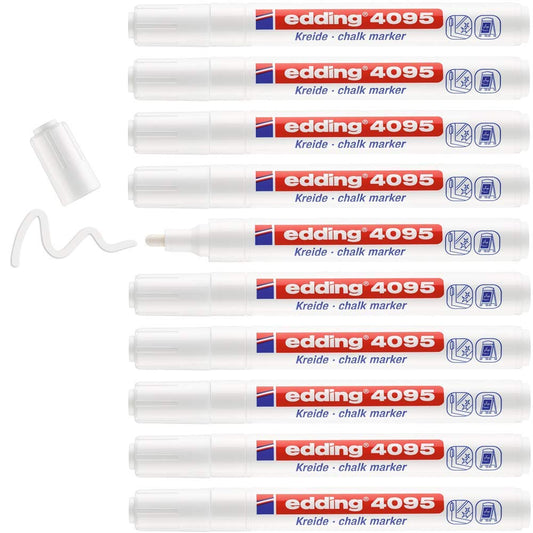 edding 4095 Marqueur Craie Liquide Blanc x10 - Effaçable Vitres