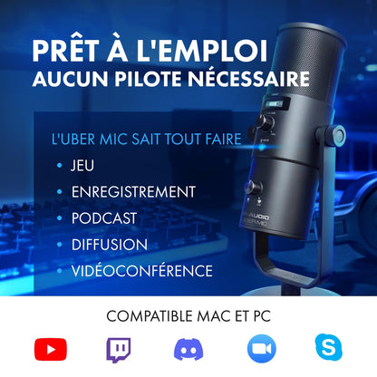 M-AUDIO UBER MIC - Micro USB Condensateur Gaming Streaming Podcast