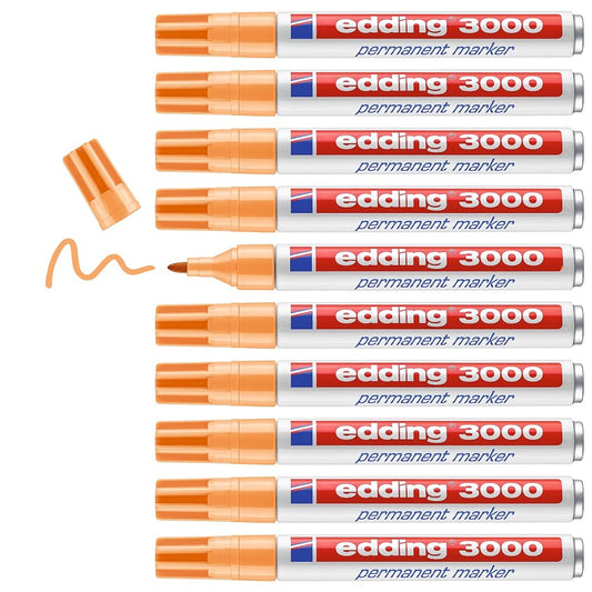 edding 3000 Marqueurs Permanents Orange – Lot de 10
