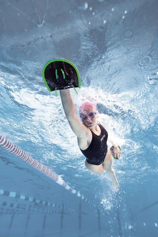 ARENA Flex Paddles Vert M - Plaquettes Natation Entraînement