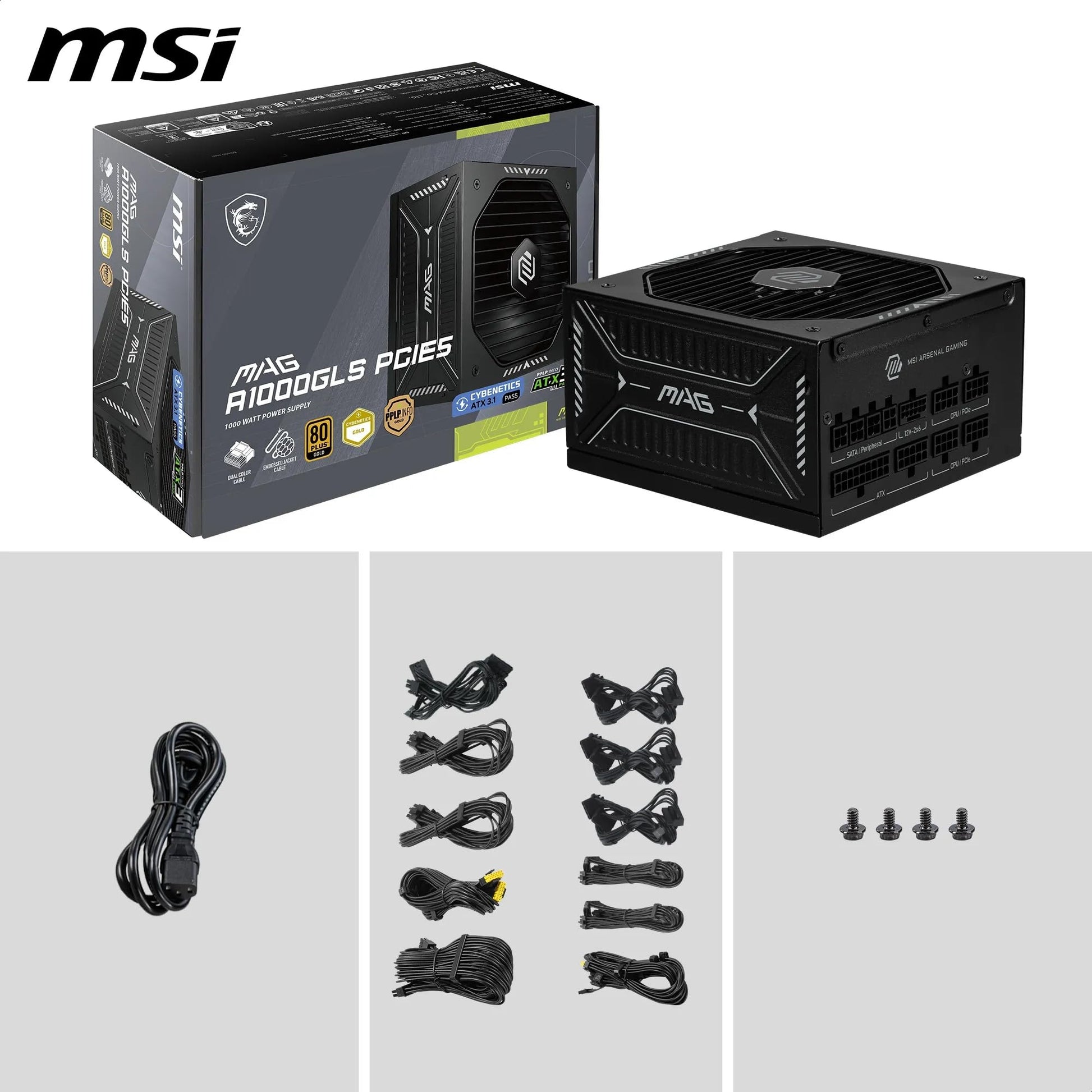 MSI MAG A1000GLS 1000W ATX 3.1 PCIe 5.1 80+ Gold - vue 7