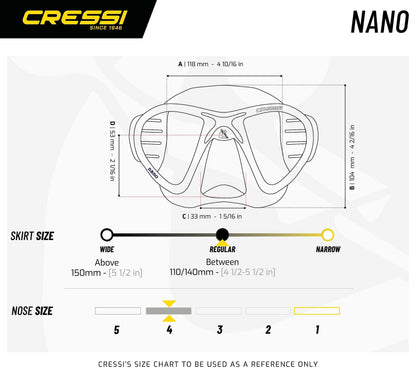 Cressi Nano Masque Plongée Pro Silicone Transparent/Noir
