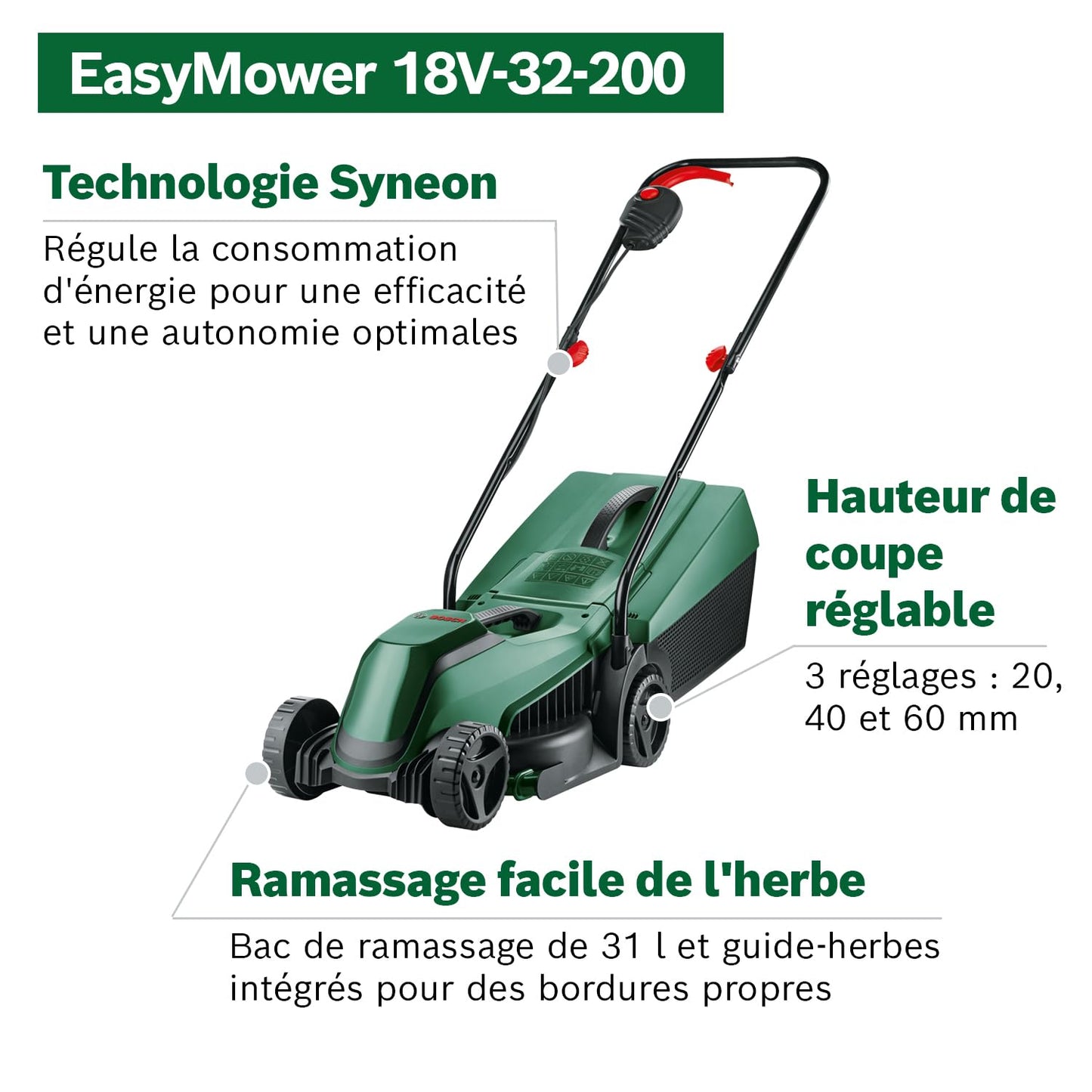 Bosch EasyMower 18V-32-200 Tondeuse Sans Fil 32 cm – Solo - vue 3