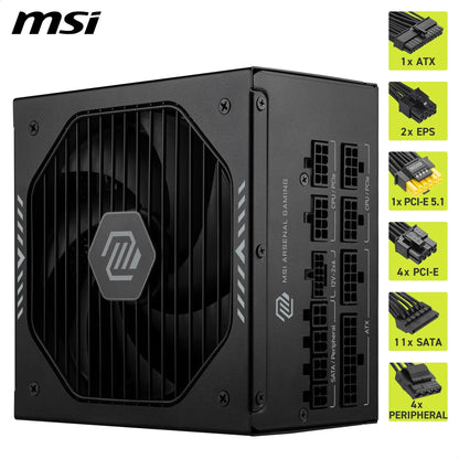 MSI MAG A1000GLS 1000W ATX 3.1 PCIe 5.1 80+ Gold - vue 5