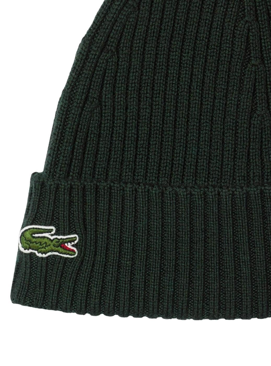 Lacoste – Bonnet tricoté unisexe en coton, coloris aubier – Taille unique