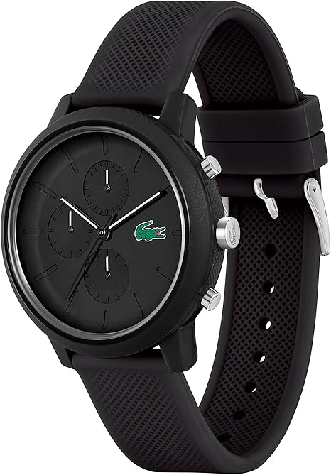 Lacoste 12.12 2011243 – Montre Chronographe Quartz Homme – Noir – Bracelet silicone