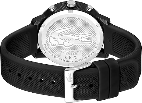 Lacoste 12.12 2011243 – Montre Chronographe Quartz Homme – Noir – Bracelet silicone