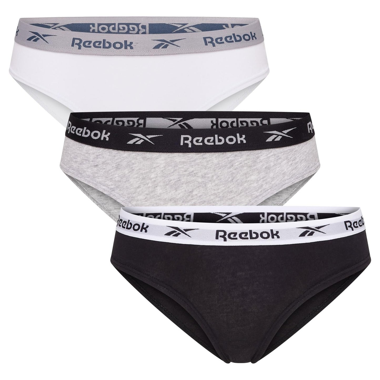 Reebok Pack 3 Culottes Femme – Noir Blanc Gris Taille M