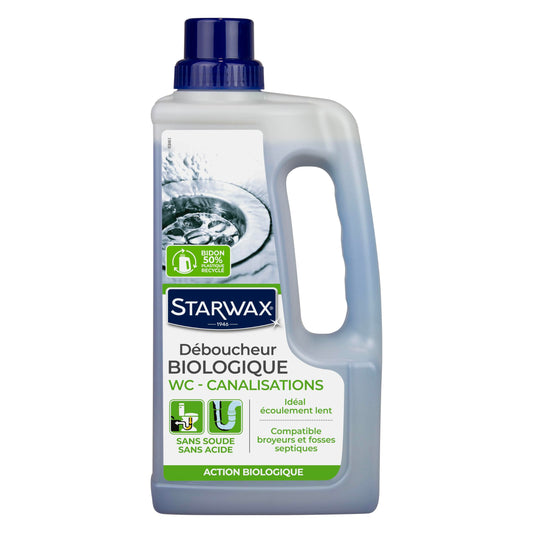Déboucheur Biologique STARWAX WC Canalisations Sans Soude 1L