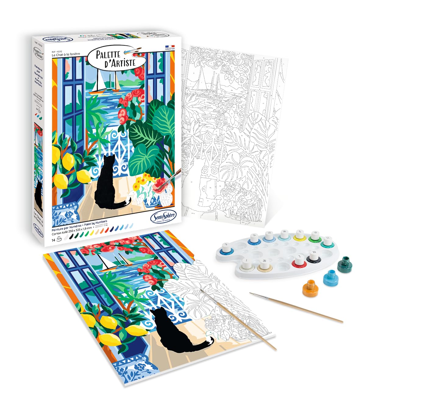 Sentosphère Peinture Numéros Chat Fenêtre 16 Couleurs France