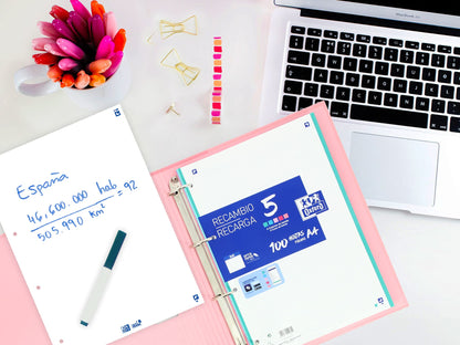 Classeur Oxford A4+ Rose 4 Anneaux – 80 Feuilles Quadrillées - vue 7