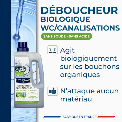 Déboucheur Biologique STARWAX WC Canalisations Sans Soude 1L - vue 2