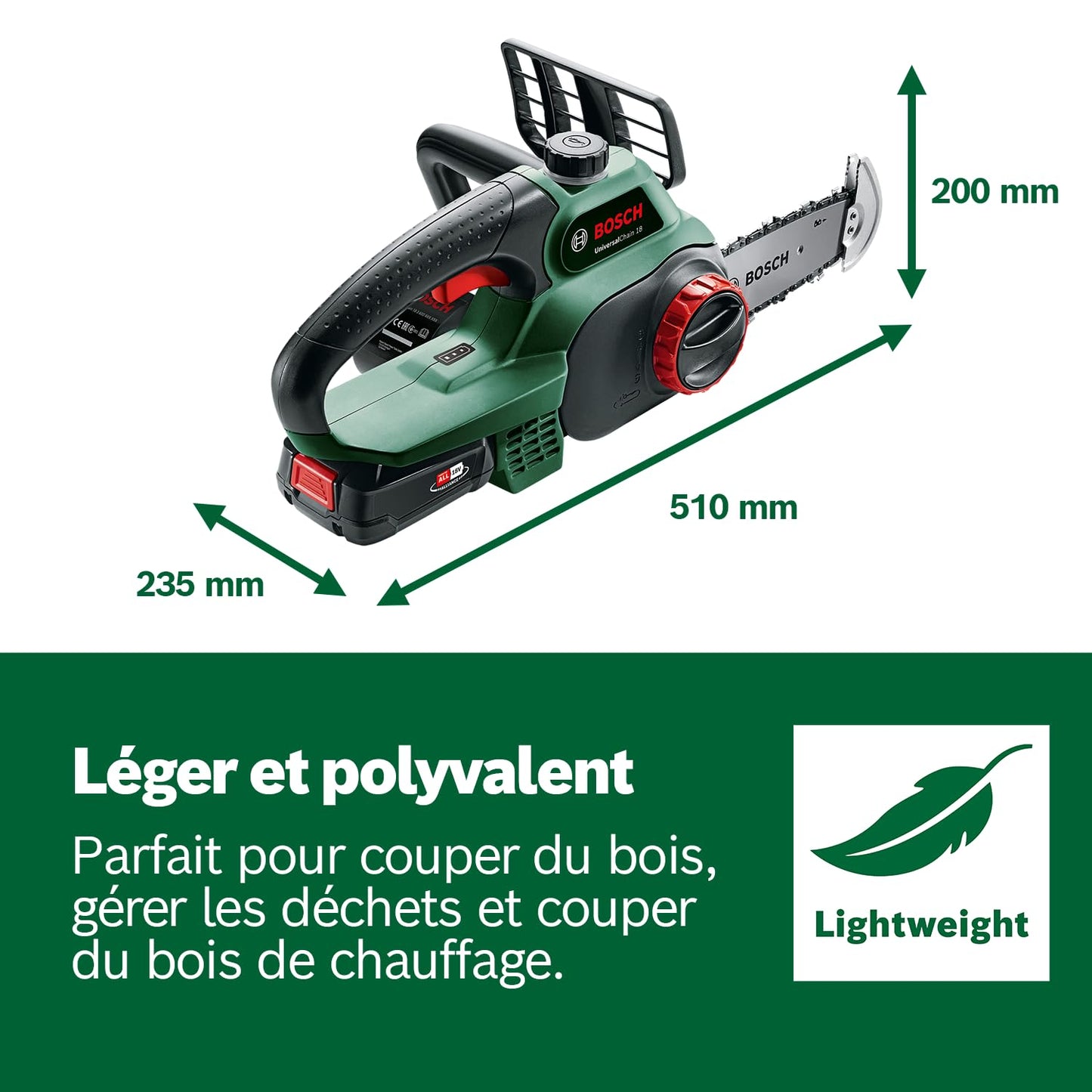 Bosch UniversalChain 18 Tronçonneuse Sans Fil – Guide 20 cm - vue 6