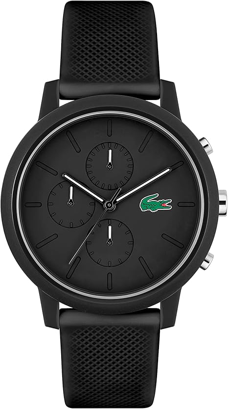 Lacoste 12.12 2011243 – Montre Chronographe Quartz Homme – Noir – Bracelet silicone