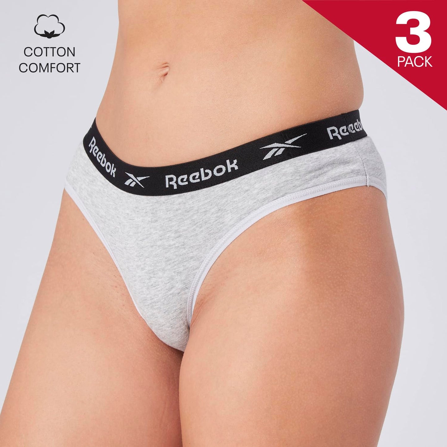 Reebok Pack 3 Culottes Femme – Noir Blanc Gris Taille M