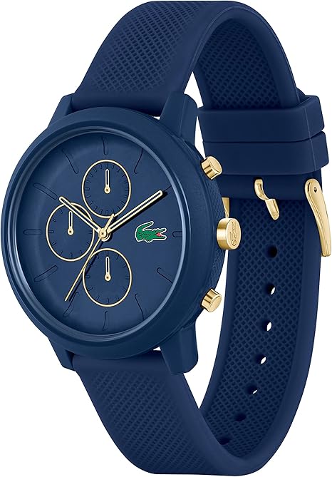 Lacoste 12.12 2011248 – Montre Chronographe Quartz Homme – Bleu marine – Bracelet silicone