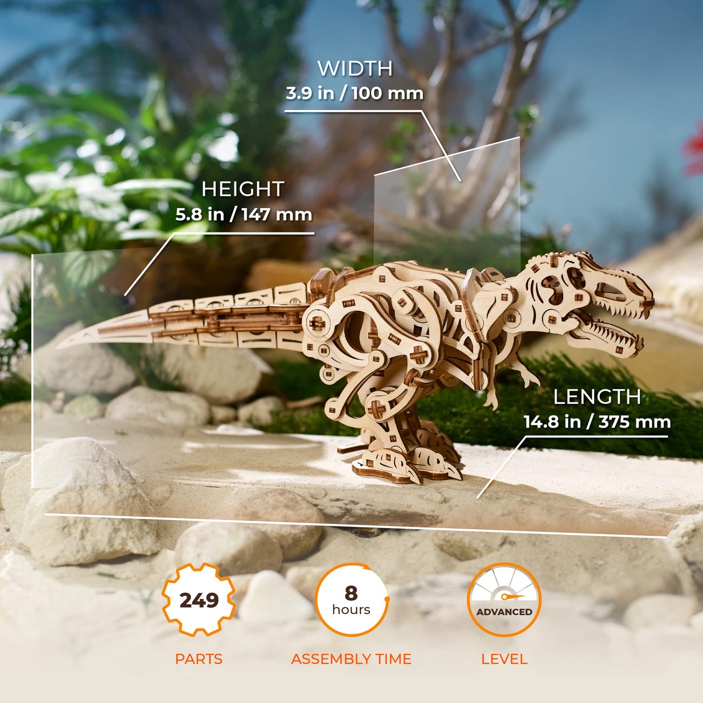 Ugears Puzzle 3D Bois T-Rex Mécanique – Kit Modèle Adulte - vue 2