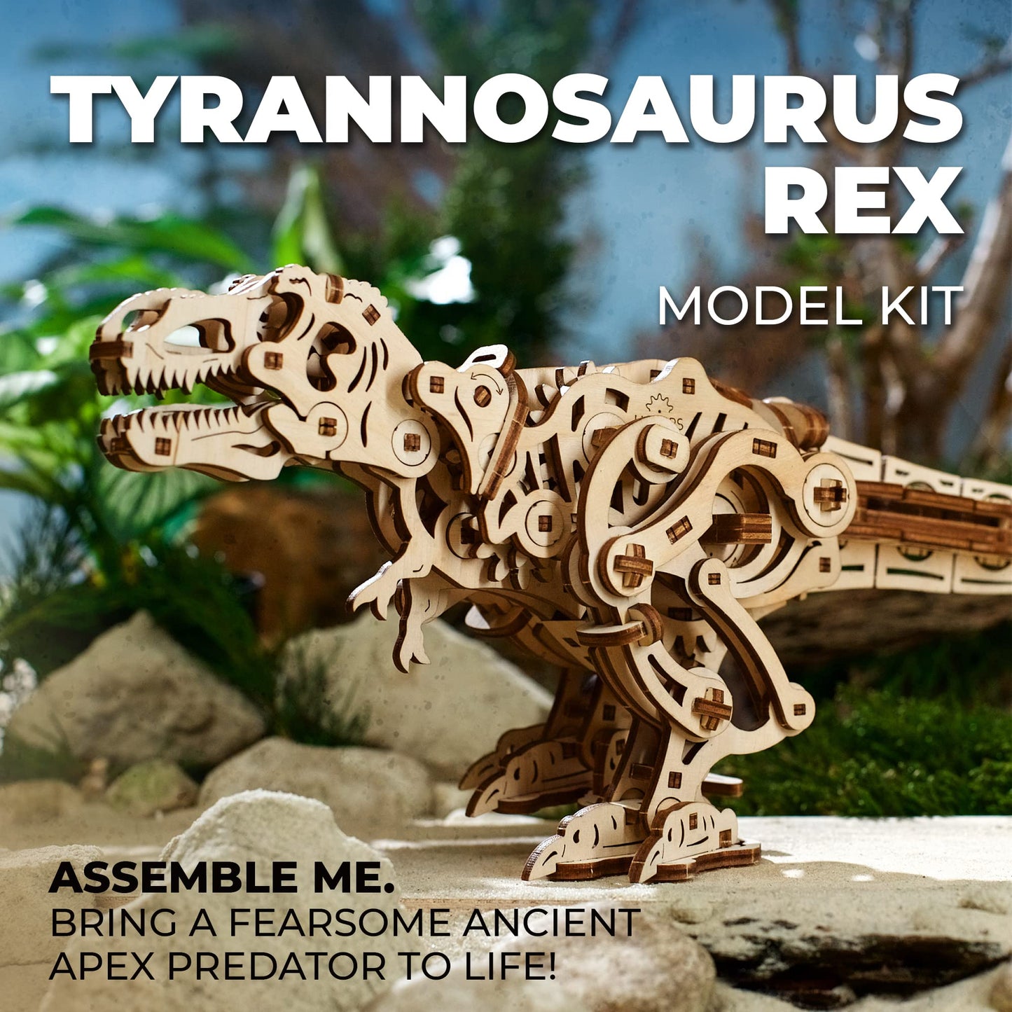 Ugears Puzzle 3D Bois T-Rex Mécanique – Kit Modèle Adulte - vue 3