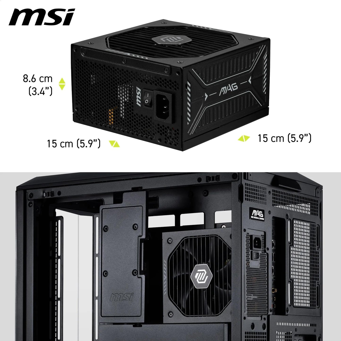 MSI MAG A1000GLS 1000W ATX 3.1 PCIe 5.1 80+ Gold - vue 6