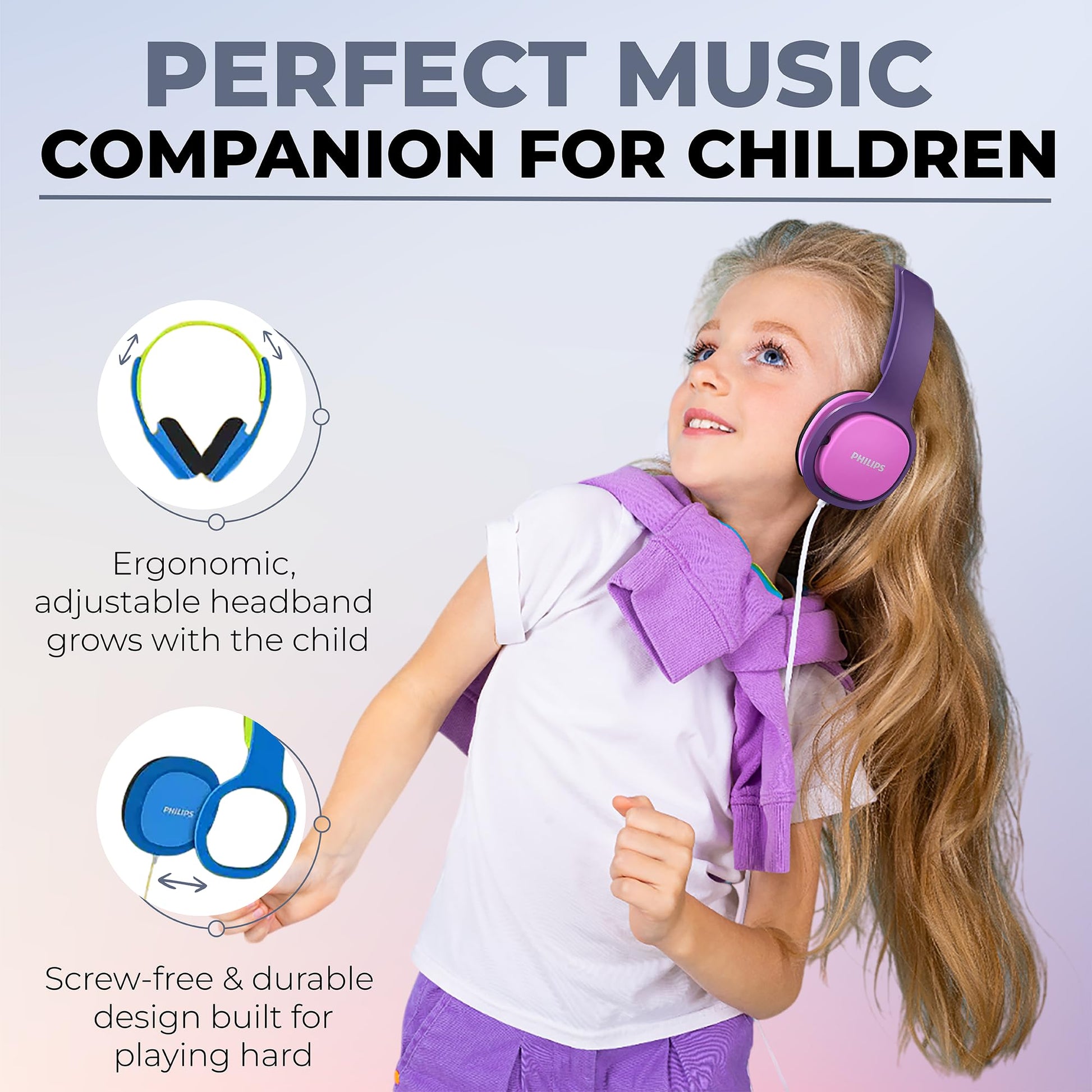 Philips SHK2000PK Casque Audio Enfant Rose – Limite 85 dB - vue 6