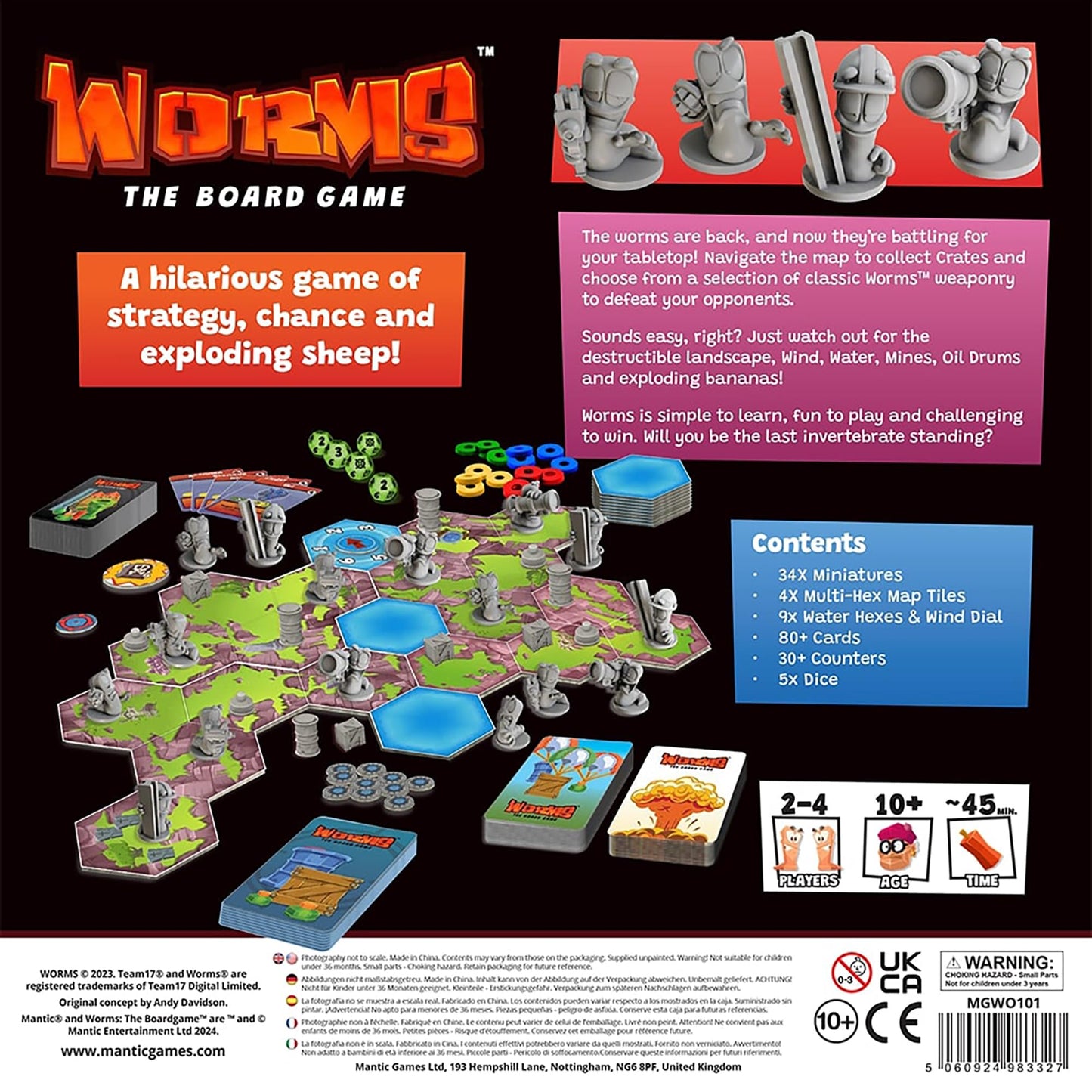 Worms Board Game Mantic Games | 2-4 Joueurs | 16 Figurines - Version Française